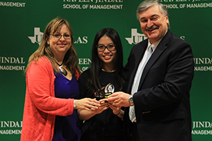 (Left to right) Faculty advisor Mary Beth Goodrich, Ascend President Vivien Yang and Dean Pirkul