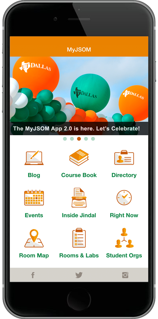 MyJSOM App screen on smartphone