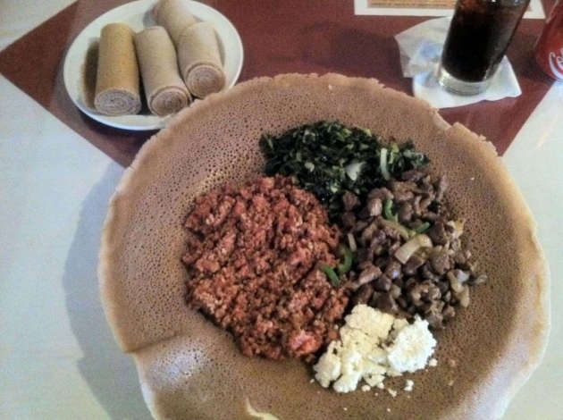 Kitfo and tibs at Addis Ababa Ethiopian Restaurant