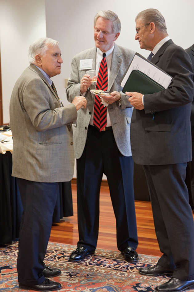 From the left:) The late Constantine (Connie) Konstans with Dennis McCuisition and A. Carl Mudd at a 2010 IECG research symposium