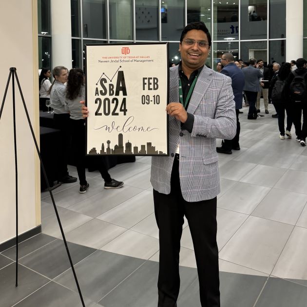 Photo of Gaurav Shekhar holding ASBA 2024 sign
