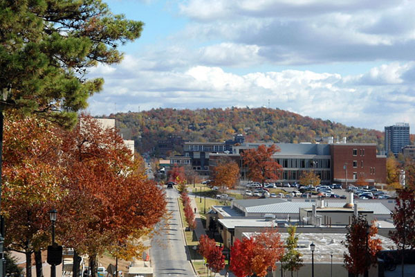 Mount Sequoyah and Fayetteville from University of Arkansas