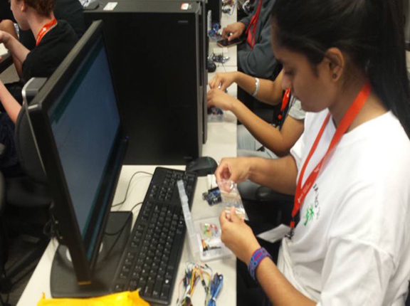Student engineering at the ITS Exploration Camp