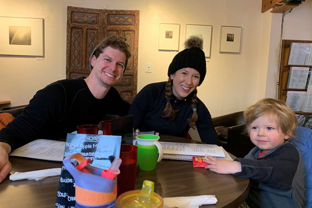 Petrawski, wife Amy and son Harrison enjoy their time in snowy Colorado.
