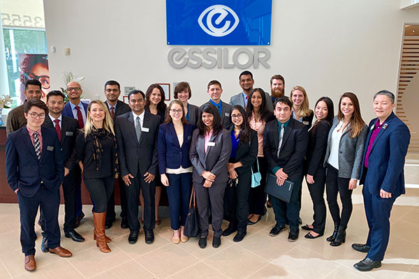 Jindal School business students at a professional site visit to Essilor
