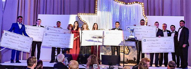 UT Dallas MS in ITM scholarship finalists onstage at the Dallas Technology Ball
