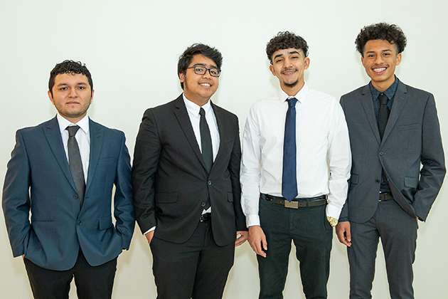 From left: Giovanny Lopez, Jason Manzala, Mike Campos and Oscar Urrutia make up the initial cohort of the Jindal Young Scholars Program.