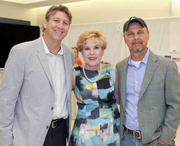 Artists Brad Oldham (left) and Jon Flaming (right) with Diane McNulty at the Artistic Impressions of Management event in 2014