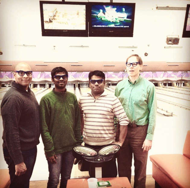 Bowling with the Bose team.