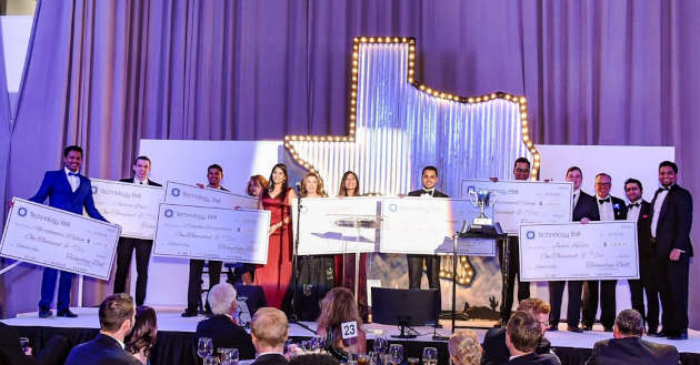 MS in ITM scholarship finalists onstage at the Dallas Technology Ball.
