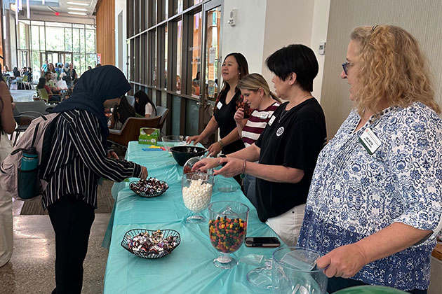 Serving 'Survival Snacks' during the JSOM Weeks of Welcome