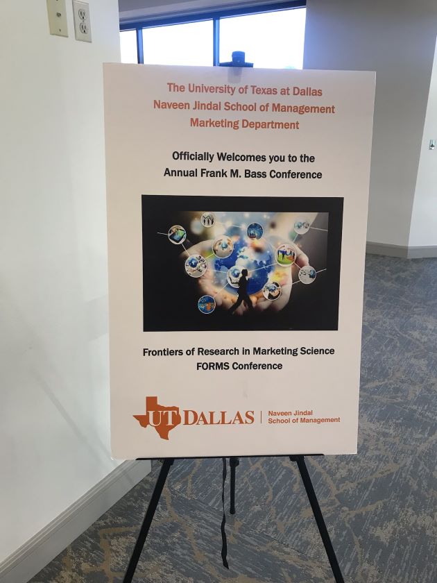 Photo of a sign at the entrance of the 18th Annual Frank M. Bass Frontiers of Research in Marketing Science (FORMS) Conference.